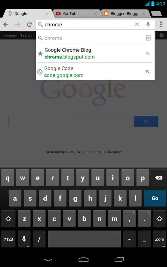 Google Chrome tablet